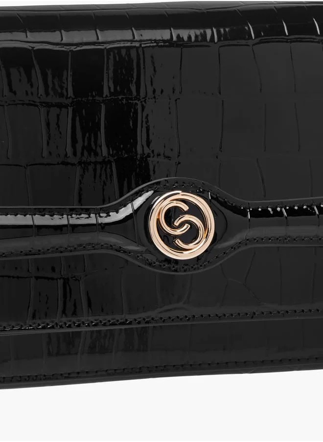 سيليست Women Textured Crossbody Bag with Button Closure and Chain Strap