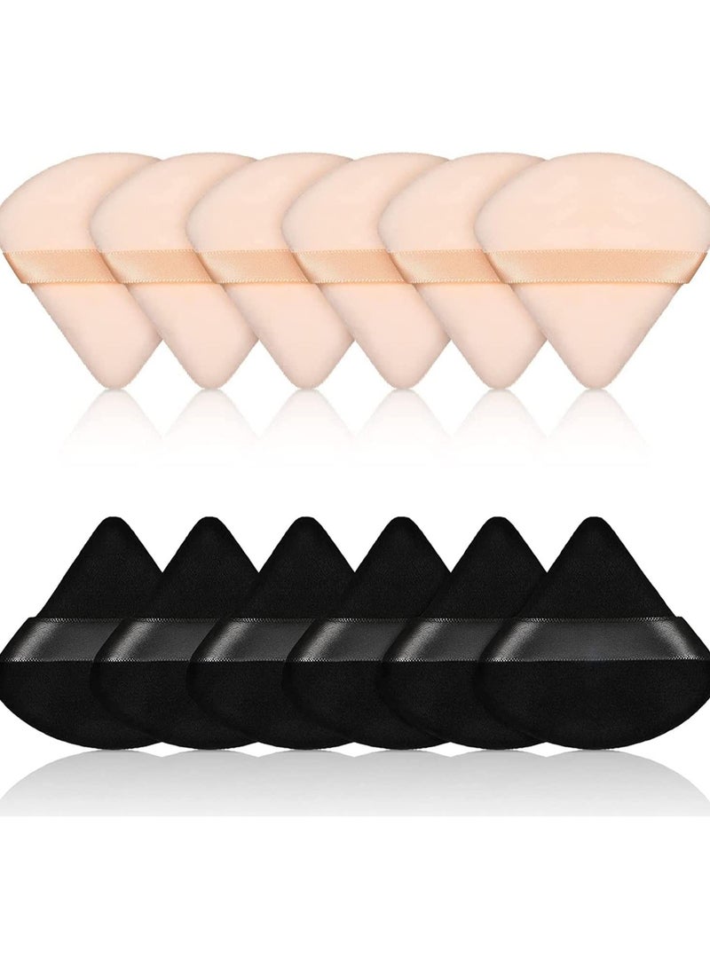 أوريتي مناديل بودرة قطنية نقية، مصنوعة من قطن مخملي لتحديد الوجه، تحت العينين والزوايا، مع حزام، 6 قطع باللون الأسود و6 قطع باللون البني - Image 1