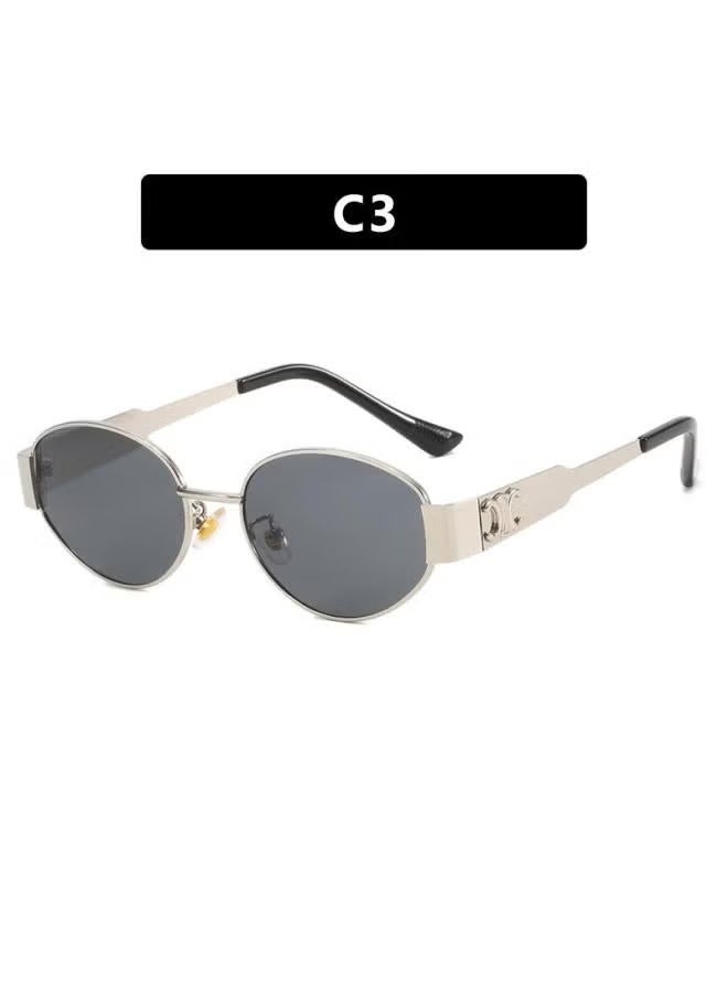 New Metal Arc De Triomphe Sunglasses Women's Internet Popular Tiktok Retro Oval Shade