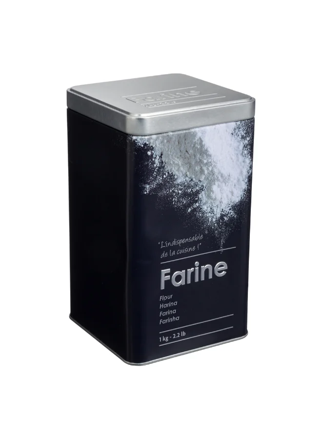 Five Simply Smart Metal Flour Container Black and Silver 1 kg 136308