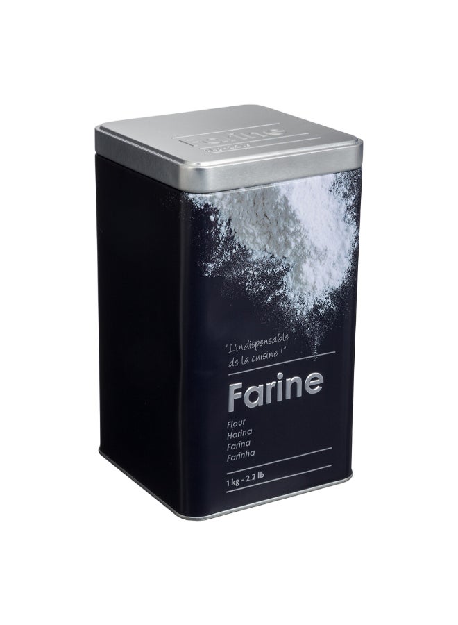 Five Simply Smart Metal Flour Container Black and Silver 1 kg 136308 - Image 1