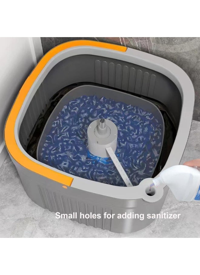 Spin Mop & Bucket Set with Clean/Dirty Water Separation – 360° Rotating Flat Mop with 6 Reusable Pads – Self-Wringing Square Mop System for Floor Cleaning
