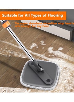 Alissa Spin Mop and Bucket Set with Self Separation Dirty and Clean Water System with 6 Reusable Mop Pads 360° Rotating Square Mop  - Image 4