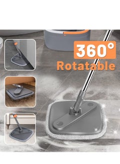 Alissa Spin Mop and Bucket Set with Self Separation Dirty and Clean Water System with 6 Reusable Mop Pads 360° Rotating Square Mop  - Image 5