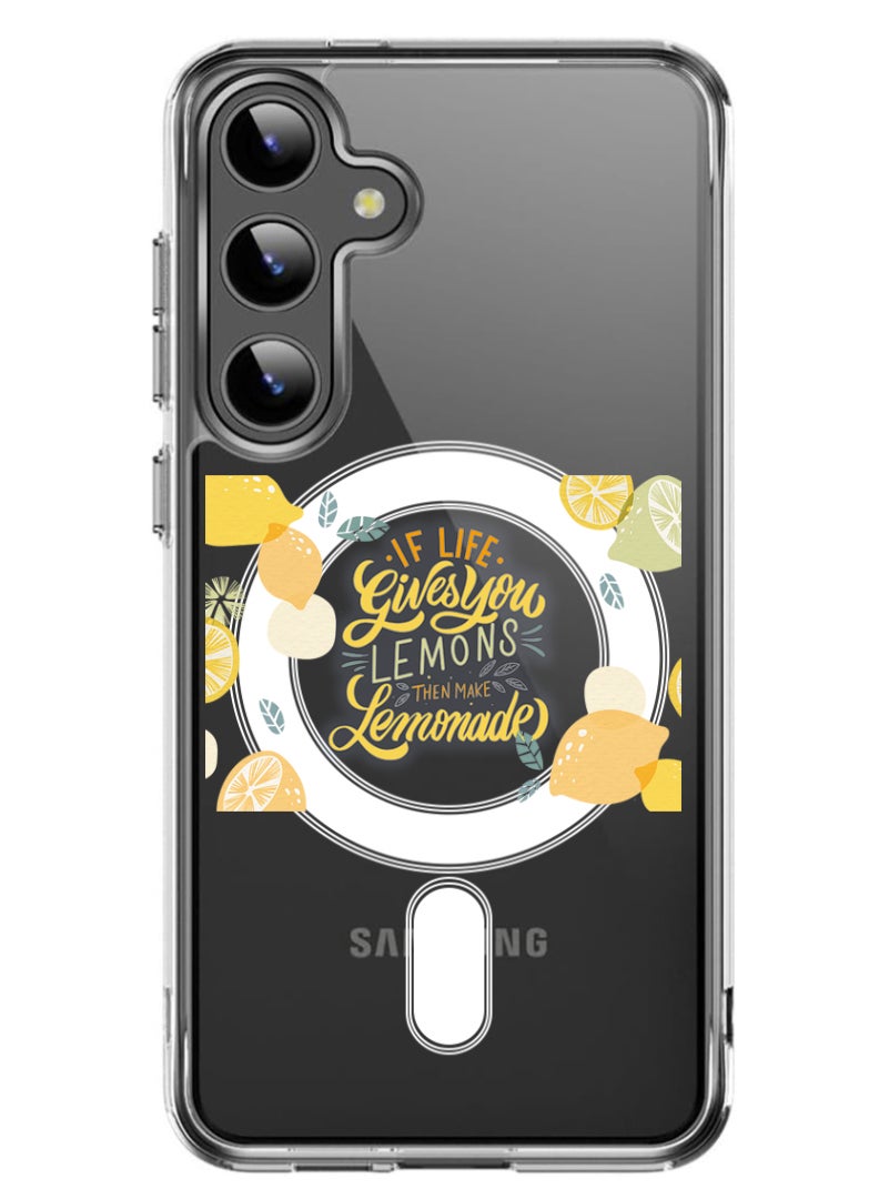 Theodor Magnetic Case for Samsung Galaxy S24 Plus 6.7-inch Compatible with MagSafe Wireless Charging, Shockproof Phone Bumper Cover When life gives you lemons then make Lemonada - Image 1