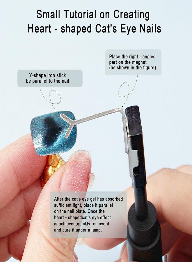 SILPECWEE 3 In 1 Cat Eye Magnet for Nails, 4pcs Y-shape Guide for Rapid Forming Heart, Cat Eye Gel Nail Polish Magnet, Magnetic Nail Polish Nail Magnets Tool for DIY Studio & Salon - Black - Image 3