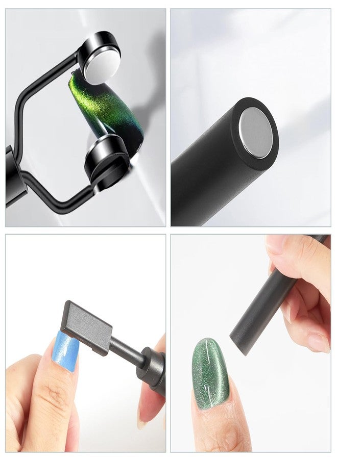 SILPECWEE 3 In 1 Cat Eye Magnet for Nails, 4pcs Y-shape Guide for Rapid Forming Heart, Cat Eye Gel Nail Polish Magnet, Magnetic Nail Polish Nail Magnets Tool for DIY Studio & Salon - Black - Image 5