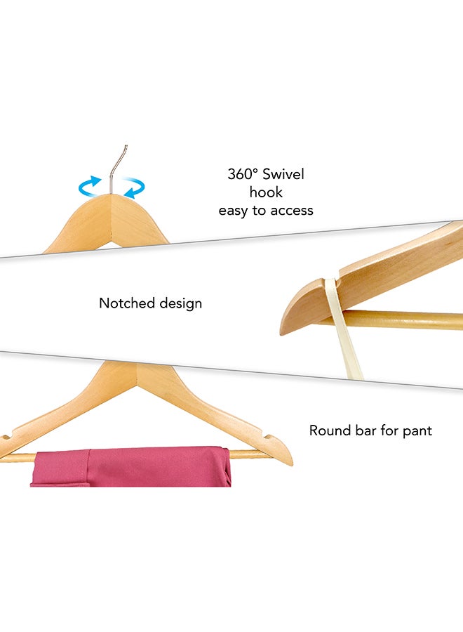 Noon East 10 Piece Kid Nursery Wood Hangers, 360 Degree Swivel Hook Non Slip Coat Hanger for Coats, Suits, Pants and Jackets, Natural 19.05x32cm - Image 3