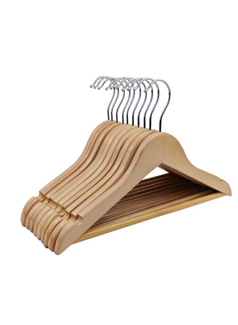 Noon East 10 Piece Kid Nursery Wood Hangers, 360 Degree Swivel Hook Non Slip Coat Hanger for Coats, Suits, Pants and Jackets, Natural 19.05x32cm - Image 1
