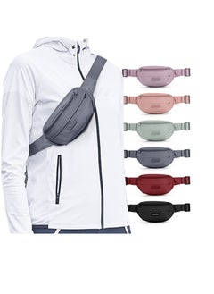 Pack for Women Men, Fashionable Waterproof Crossbody Waist Bag, Pack Belt Bag for Yoga, Running Sport, Workout, Hiking Travel Walking, Easy Carry Any Phone Wallet Purse (Grey)