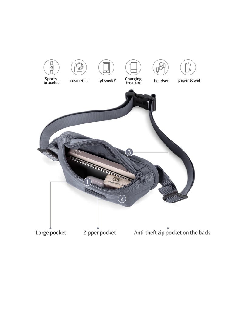 KASTWAVE - Pack for Women Men, Fashionable Waterproof Crossbody Waist Bag, Pack Belt Bag for Yoga, Running Sport, Workout, Hiking Travel Walking, Easy Carry Any Phone Wallet Purse (Grey) - Image 1
