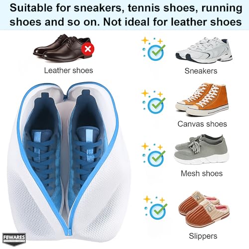 F8WARES 1 Pack Easy Shoe Washing Bag Shoe Wash Bag, 360° Cleaning, Reusable WashBag With Zip Laundry Bags For Sneakers, Shoe Cleaner Pouch for Storage & Travel - All Shoe Sizes - Image 2