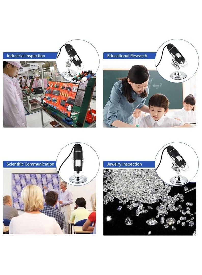 Microscope Kit Professional 1600X Digital USB Microscopio with OTG LED Light Magnifier with Stand Microscope Lens Adapters - Image 4