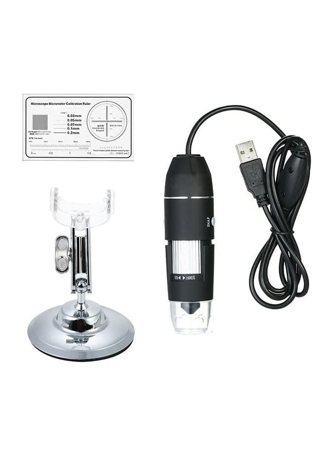 Microscope Kit Professional 1600X Digital USB Microscopio with OTG LED Light Magnifier with Stand Microscope Lens Adapters - Image 5