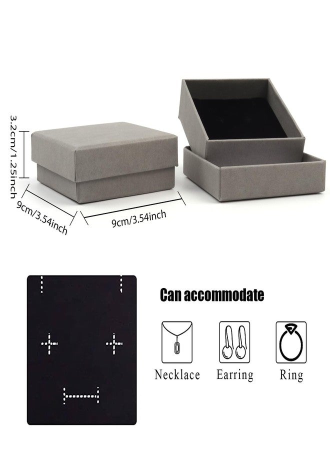Coobbar Gift Box Necklace Earring Ring Box Gift Box,12 Pieces Square Cardboard Jewelry Gift Boxes,Cotton Filled Cardboard Paper Jewelry Box Gift Case (3.5x3.5x1.25 Inches) (Gray) - Image 2