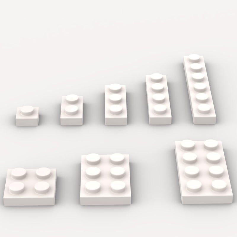 YUJHITP Classic Building Plate Assortment Pack 100Pcs White Bulk Plates with 8 Size Building Plate Base Plate Compatible with Lego Parts and Pieces Building Bricks for Most BrandsColorWhite - Image 3