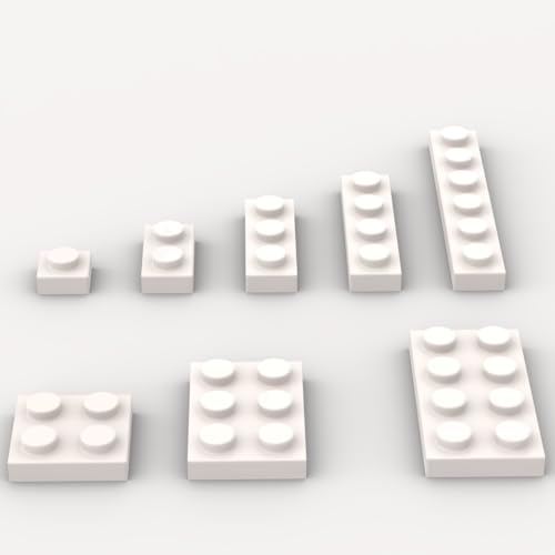 YUJHITP Classic Building Plate Assortment Pack 100Pcs White Bulk Plates with 8 Size Building Plate Base Plate Compatible with Lego Parts and Pieces Building Bricks for Most BrandsColorWhite - Image 1