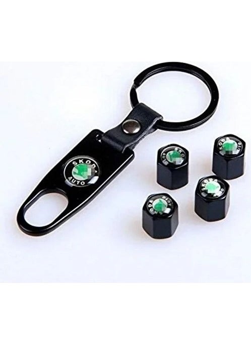Tiger Marketing - Skoda Compatible Valve Cover and Keychain Set - Image 1