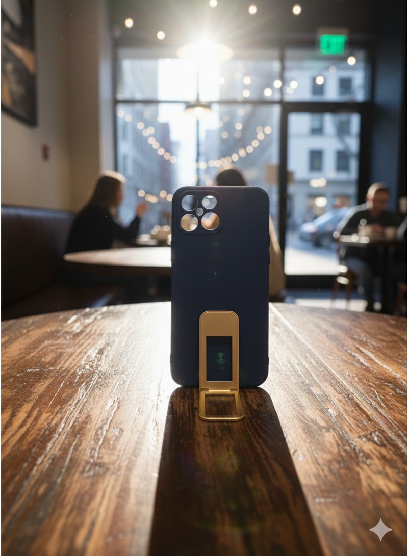 جريس جراب هاتف رفيع بلون أزرق رمادي غير لامع مع فتحات دقيقة للكاميرا وإمكانية الوصول إلى مستشعر بصمة الإصبع الخلفي - غطاء احترافي ماص للصدمات لهاتف Honor X8 - Image 4