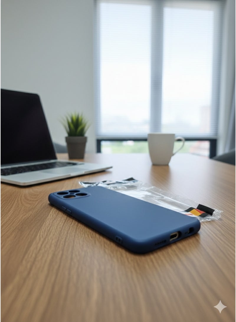 جريس جراب هاتف رفيع بلون أزرق رمادي غير لامع مع فتحات دقيقة للكاميرا وإمكانية الوصول إلى مستشعر بصمة الإصبع الخلفي - غطاء احترافي ماص للصدمات لهاتف Honor X8 - Image 2