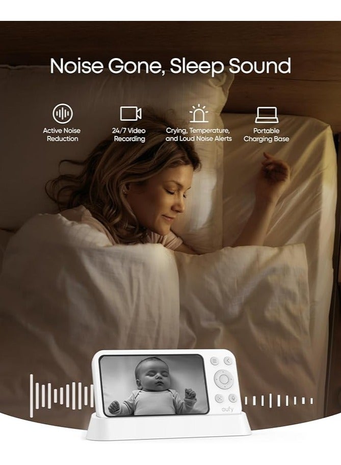 eufy Baby Monitor E21 with 4K Camera, Hybrid Wi-Fi and No Wi-Fi Connection, App and Monitor Control, Ultra-Clear Night View, Pan-Tilt, 8× Zoom, Portable Camera with Built-In Battery, ANR, Smart Alerts - Image 5