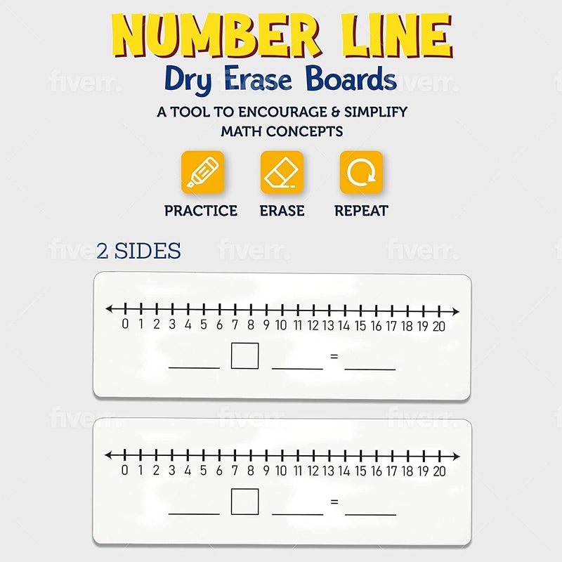 Scribbledo 2 Pack Dry Erase Number Line Board 4”x12” Inch Lapboard Double Sided White Board Featuring 0-10 Number Line On One Side 0-20 On The Other for Students Desk - Image 5