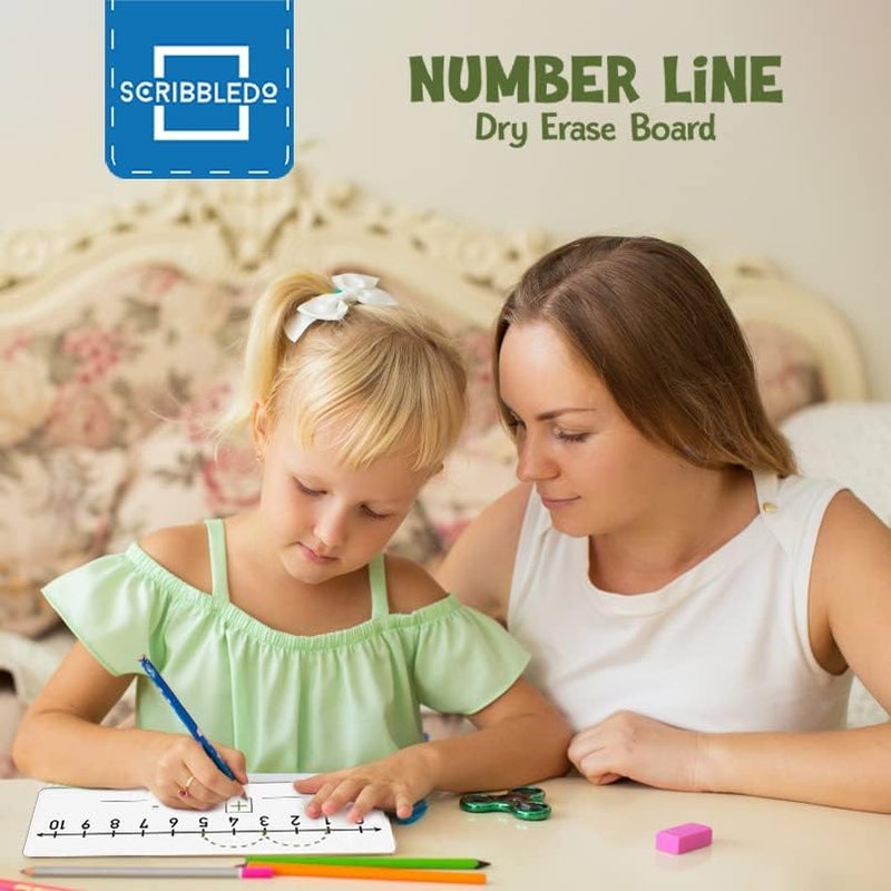 Scribbledo 2 Pack Dry Erase Number Line Board 4”x12” Inch Lapboard Double Sided White Board Featuring 0-10 Number Line On One Side 0-20 On The Other for Students Desk - Image 2