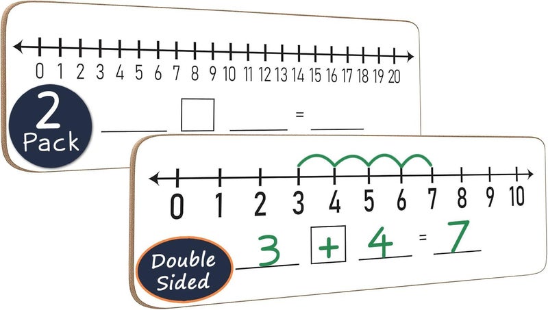 Scribbledo 2 Pack Dry Erase Number Line Board 4”x12” Inch Lapboard Double Sided White Board Featuring 0-10 Number Line On One Side 0-20 On The Other for Students Desk - Image 1