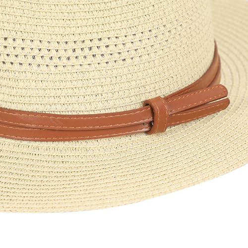 FabSeasons Men's Straw Panama Hat - Beach Sun Protection Cap, Cream, Free Size - Image 4