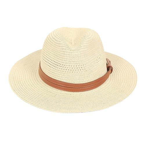 FabSeasons Men's Straw Panama Hat - Beach Sun Protection Cap, Cream, Free Size - Image 1