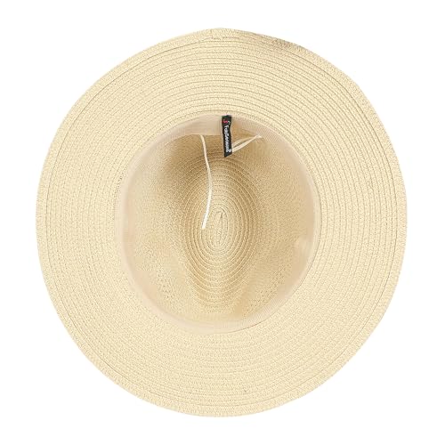FabSeasons Men's Straw Panama Hat - Beach Sun Protection Cap, Cream, Free Size - Image 3
