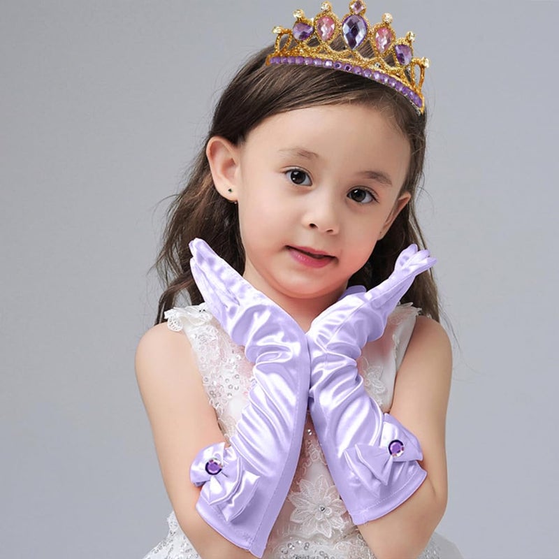 Yosbabe Princess Rapunzel Dress up Accessories Rapunzel Crown Necklace Gloves Bracelet Ring Earrings Cosplay Dress up Accessories for Girls (purple2) - Image 3