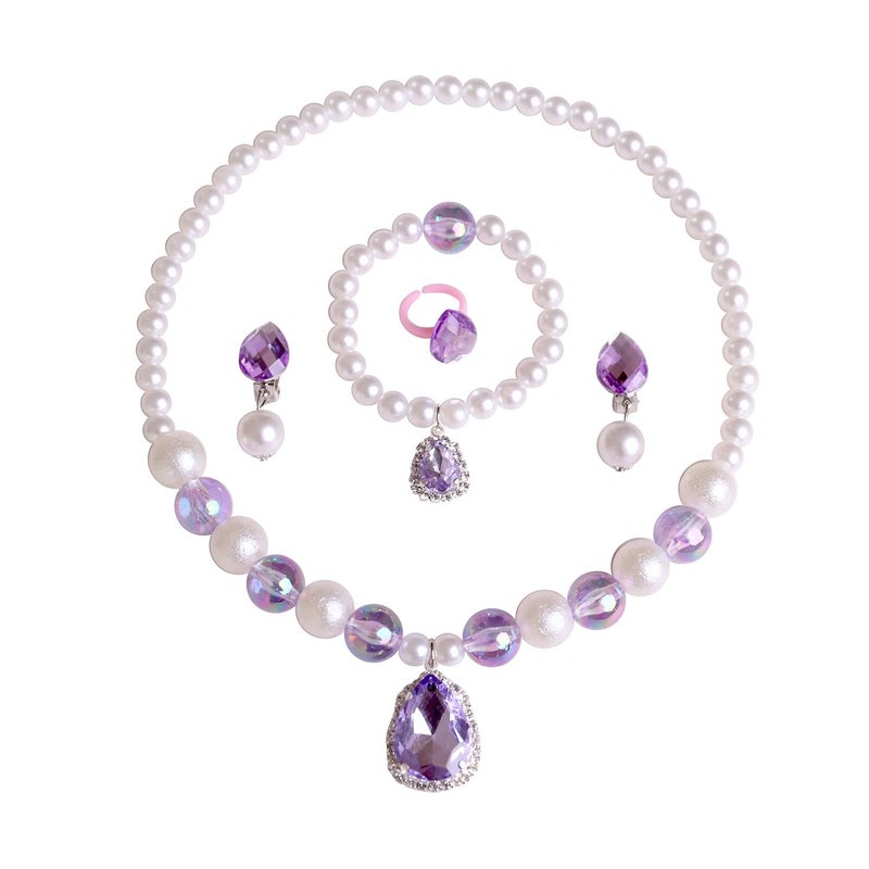 Yosbabe Princess Rapunzel Dress up Accessories Rapunzel Crown Necklace Gloves Bracelet Ring Earrings Cosplay Dress up Accessories for Girls (purple2) - Image 4