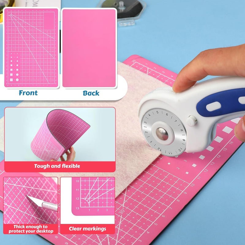 ZMAAGG 45mm Rotary Cutter with 5 Pcs Rotary Cutter Blades and A5 Cutting Mat, Rotary Cutter for Fabric, Rotary Cutter Set for Quilting Sewing Arts Crafts, Sharp and Durable - Image 5