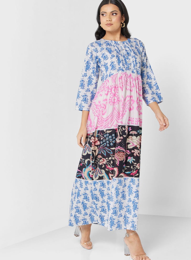 ARABIAN CLOSET Flared Sleeve Printed Jalabiya - Image 4