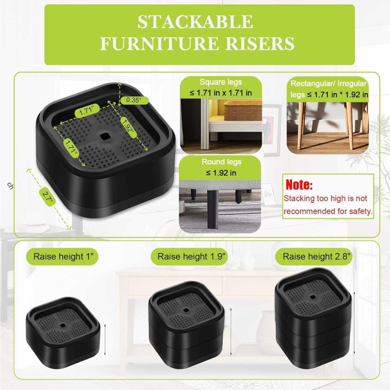 Durable Elevate Furniture Lifter Set, Black, 12 Pack - Image 2