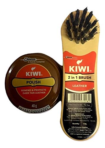 Kiwi by Be The Bestest Kiwi Shoe Polish Paste B 02 fl oz 1 Dark Tan with Kiwi Leather Shine Brush - Image 1