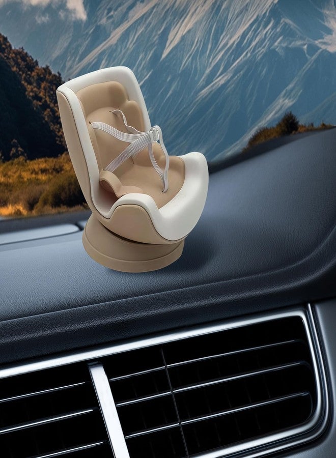 SARATA Doll Car Seat for 17cm Dolls with Universal Air Vent Clip & Desk Stand, Cute Stylish Brown Decoration for Anime & Toy Collectors (NO Doll) (Khaki&White) - Image 4