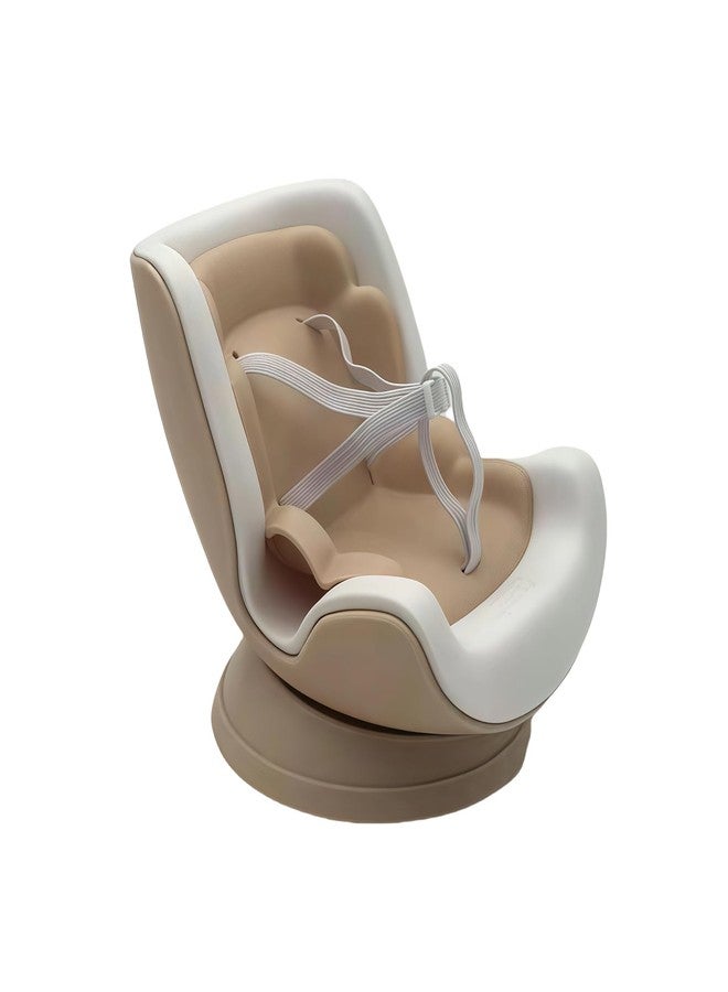 SARATA Doll Car Seat for 17cm Dolls with Universal Air Vent Clip & Desk Stand, Cute Stylish Brown Decoration for Anime & Toy Collectors (NO Doll) (Khaki&White) - Image 1