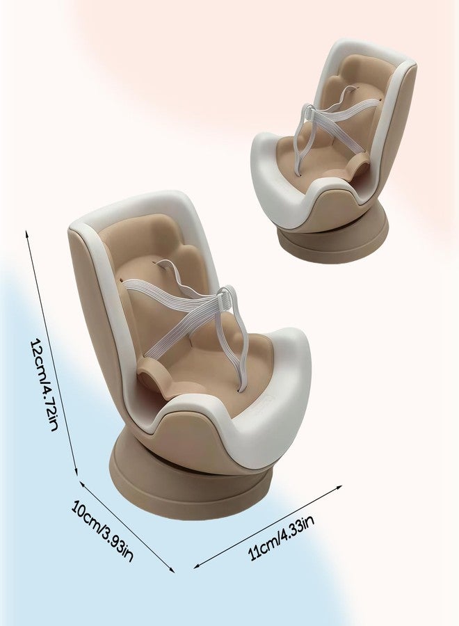 SARATA Doll Car Seat for 17cm Dolls with Universal Air Vent Clip & Desk Stand, Cute Stylish Brown Decoration for Anime & Toy Collectors (NO Doll) (Khaki&White) - Image 2