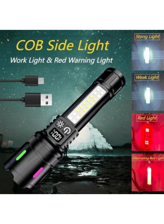 Rechargeable Torch Light for Home - 10000 Lumens LED Flashlight with Adjustable Beam Range (3-100 Meters), Type-C Charging, 3 Modes, COB Side Light - Image 5