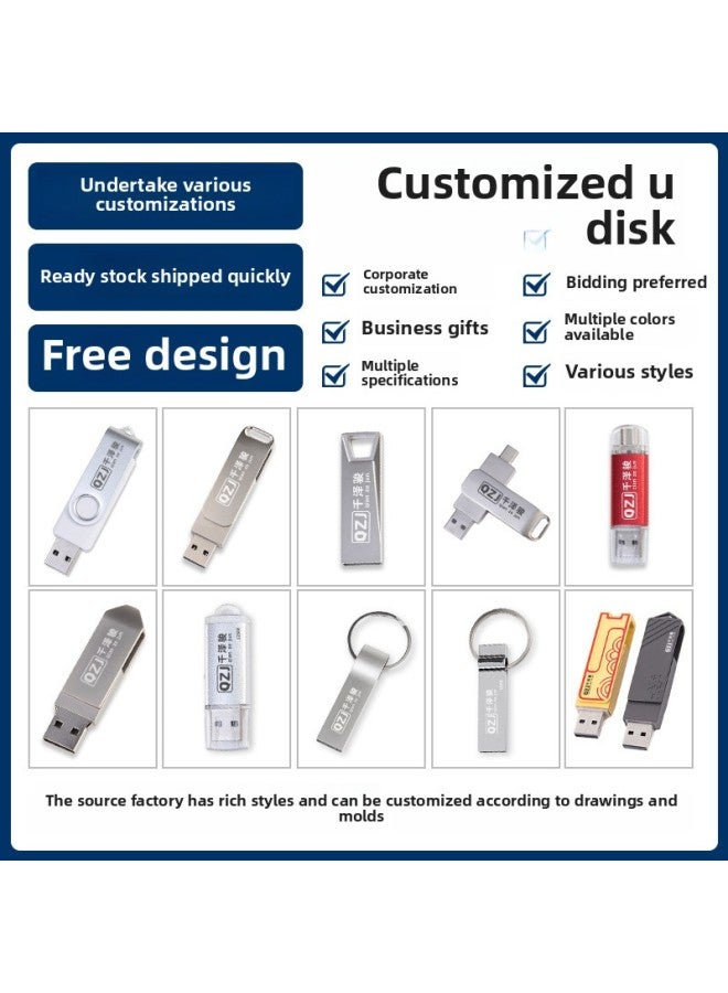 Metal Card U Disk Custom Logo32g Gift U Disk Enterprise Exhibition 8g Business Large Capacity USB Wholesale-Color:Silver-Capacity:3.1 8GB USB  20MB/S - Image 3