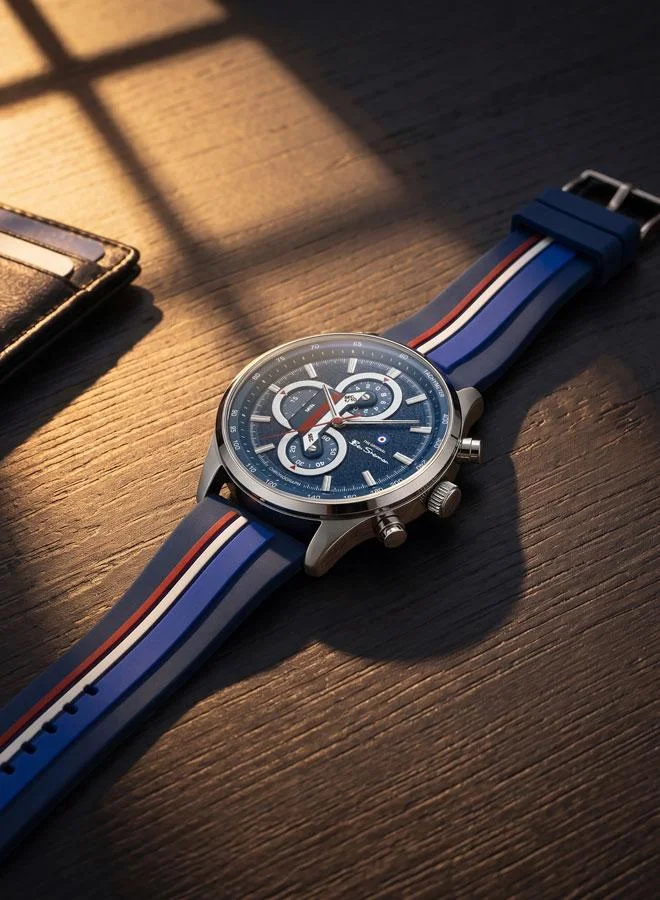 Ben Sherman blue Brighton Blue Dial Blue Silicone Strap Chronograph Watch for Men, 43.5mm for Men | Best Price UAE