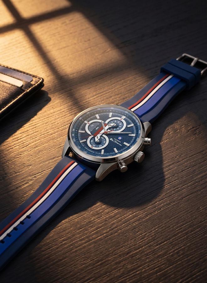 Ben Sherman Brighton Blue Dial Blue Silicone Strap Chronograph Watch for Men, 43.5mm - Image 4