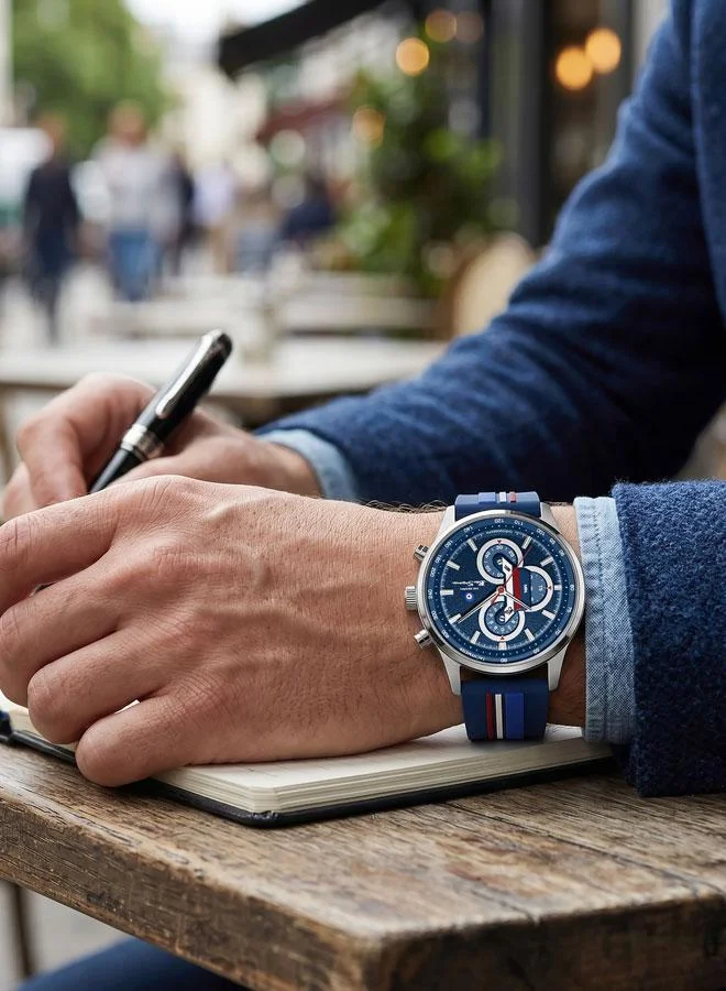 Ben Sherman blue Brighton Blue Dial Blue Silicone Strap Chronograph Watch for Men, 43.5mm for Men | Best Price UAE