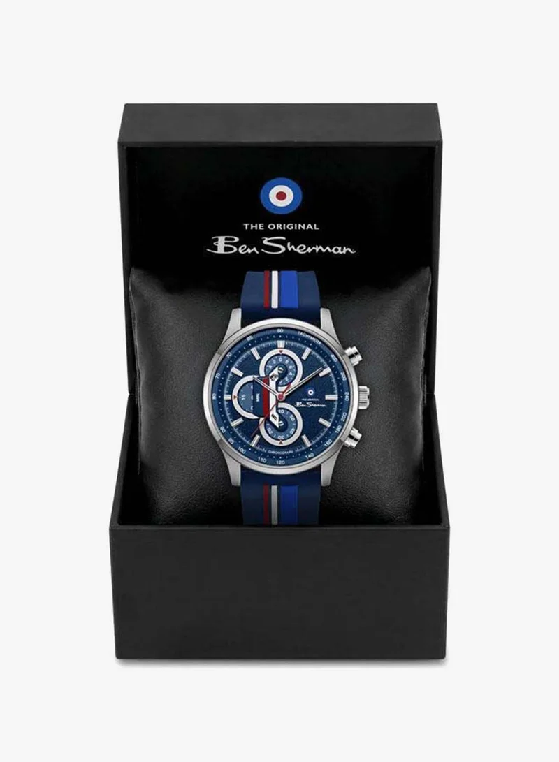 Ben Sherman blue Brighton Blue Dial Blue Silicone Strap Chronograph Watch for Men, 43.5mm for Men | Best Price UAE