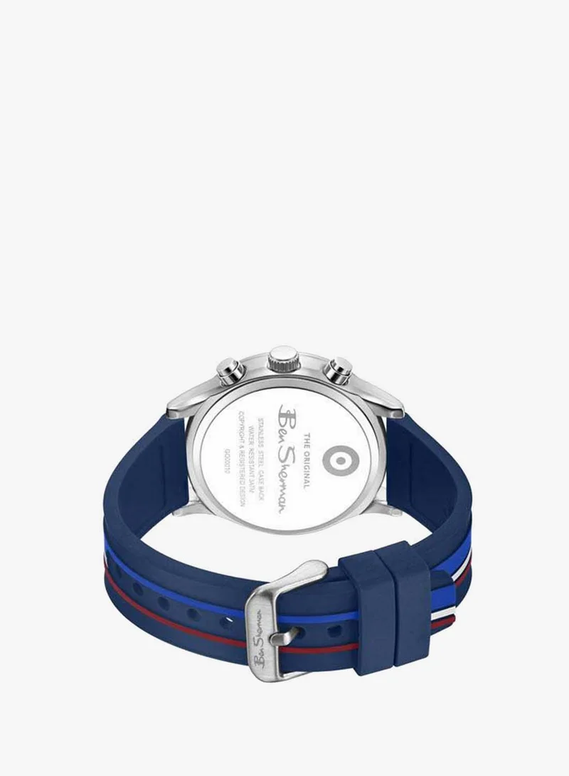 Ben Sherman blue Brighton Blue Dial Blue Silicone Strap Chronograph Watch for Men, 43.5mm for Men | Best Price UAE