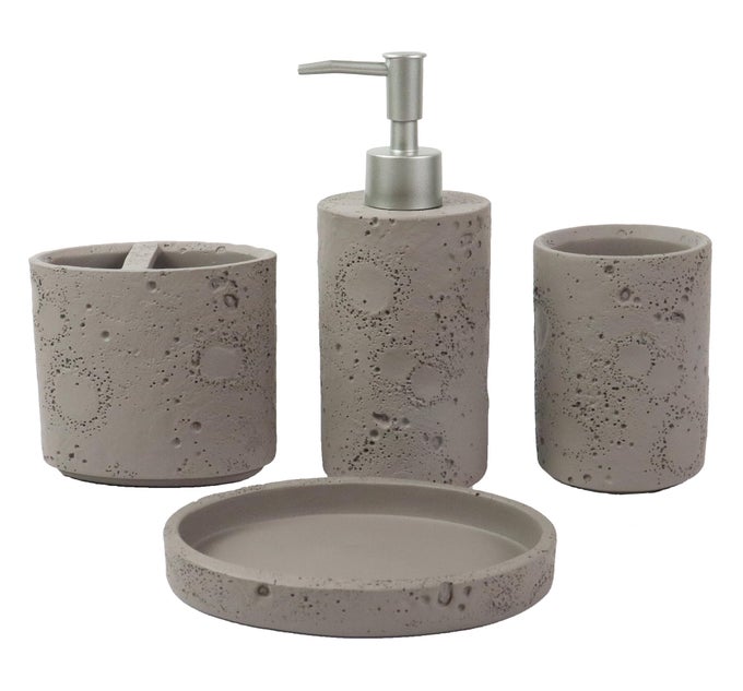 METEORITES BATHROOM ACCESSORIES SETFARMHOUSE BATHROOM DECOR4 PCS RESIN GIFT SET APARTMENT NECESSITIES CONTAIN COTTON SWAB JARSOAP DISPENSERTUMBLERSOAP DISHTRAY