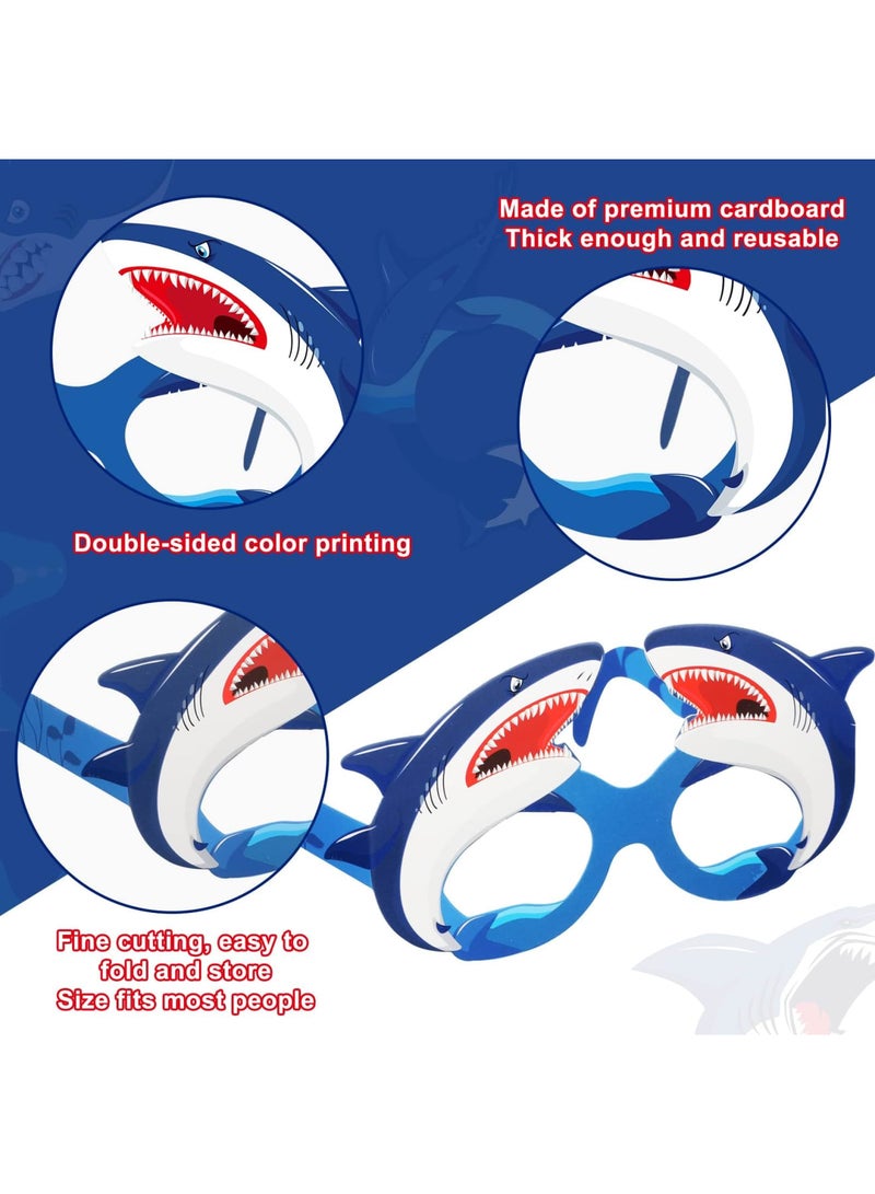 Shark Party Eyeglasses for Kids, Ocean Theme Paper Glasses Photo Props for Birthday Decorations, Under the Sea Party Supplies for Boys Girls Adults, 16 Designs 2 Each - Image 2