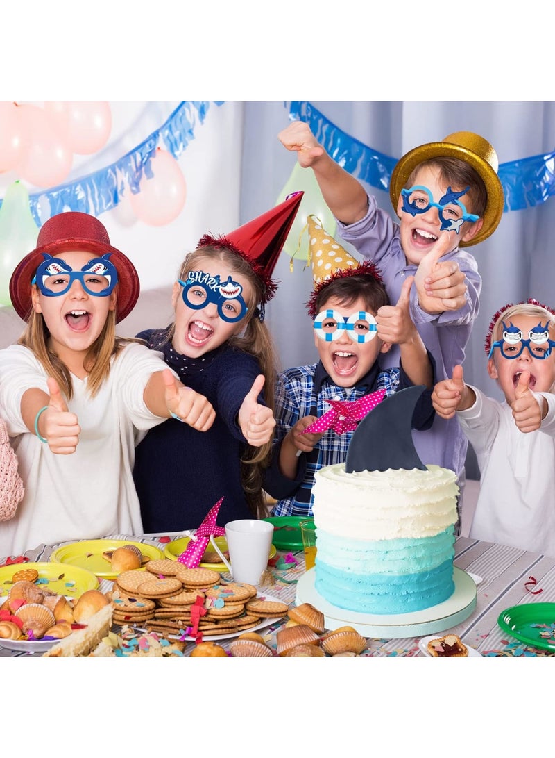 Shark Party Eyeglasses for Kids, Ocean Theme Paper Glasses Photo Props for Birthday Decorations, Under the Sea Party Supplies for Boys Girls Adults, 16 Designs 2 Each - Image 4